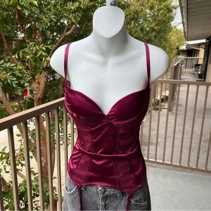 Burgundy Adjustable Corset Top